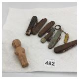 VTG COMPOSITION DOLL AND ASSORTED FOLDING POCKET