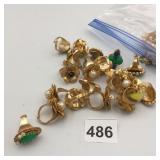 ASSORTED VTG ADJUSTABLE COSTUME RINGS, GOLD-TONE