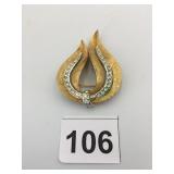 PIN JJ GOLD TONE AND RHINESTONES
