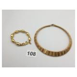 CHOKER NECKLACE GOLD TONE FLEXIBLE ROGET GOLD