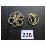 VTG RHINESTONE BROOCHES, INCLUDES CIRCULAR FLORAL