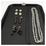VTG COSTUME JEWELRY SET, INCL AB CRYSTAL BEAD
