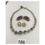 LISNER VTG CRYSTAL BEAD NECKLACE AND MATCHING