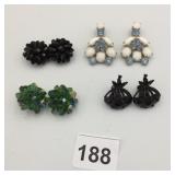 ASSORTED VTG CLIP-ON EARRINGS, VARIOUS COLORS AND