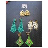 VENDOME AND TRIFARI CLIP-ON EARRINGS, ENAMEL AND