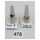 VTG RINGS, ONE OVAL BLUE STONE W/ CLEAR STONE