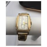 ELGIN VTG RECTANGULAR WRISTWATCH, 10K GOLD FILLED