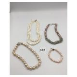 ASSORTED FAUX PEARL NECKLACES AND BRACELET, INCL