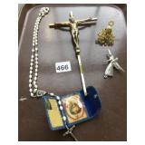 RELIGIOUS LOT W/ CRUCIFIX, ROSARY, ANGEL
