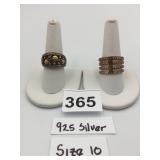 925 SILVER RINGS (2) W/ FLORAL DESIGN AND