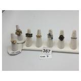 ASSORTED RINGS (6) W/ VARIOUS STONES, CZ, AND