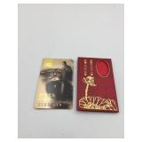 COMMEMORATIVE GOLD-TONE CARD, BUDDHIST THEME, RED