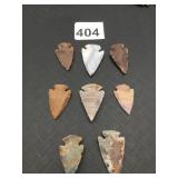 ASSORTED STONE ARROWHEADS, VARIOUS MINERALS AND