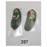 VTG HEINZ PICKLE-SHAPED TRADE CARDS, DIE-CUT,