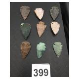 ASSORTED STONE ARROWHEADS, VARIOUS MINERALS AND