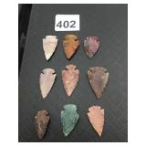 ASSORTED STONE ARROWHEADS, VARIOUS MINERALS AND