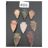 ASSORTED STONE ARROWHEADS, VARIOUS MINERALS AND