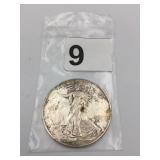 US MINT WALKING LIBERTY SILVER DOLLAR, 1991, 1 OZ