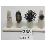 COSTUME RINGS, ASSORTED STYLES, METAL SETTINGS,