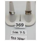 925 STERLING SILVER RINGS, MULTI-GEMSTONE CLUSTER