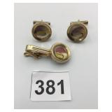 VTG FISHING FLY CUFFLINKS AND TIE BAR SET,