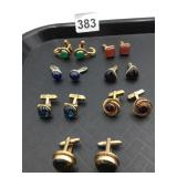 ASSORTED VTG CUFFLINKS, VARIOUS STONES AND