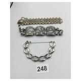 MONET SILVER-TONE LINK BRACELET W/ SAFETY CHAIN,