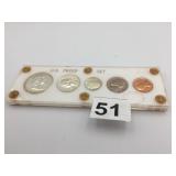 US PROOF SET, 1961, PLASTIC HOLDER.