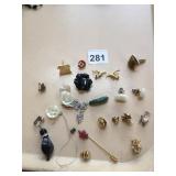 ASSORTED COSTUME JEWELRY, CUFFLINKS, CANADA FLAG