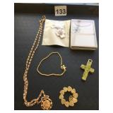 ASSORTED RELIGIOUS JEWELRY, INCLUDES GOLD-TONE