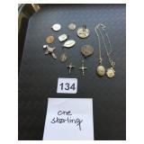 ASSORTED RELIGIOUS PENDANTS, MEDALS, AND CROSSES,