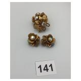 KRAMER VTG COSTUME JEWELRY SET, INCLUDES FLORAL