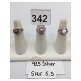 925 SILVER RINGS W/ BROWN, PINK, AND WHITE