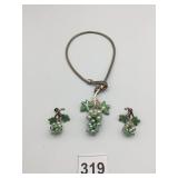 VTG SILVER JEWELRY SET, GRAPE CLUSTER DESIGN W/