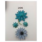 CORO ENAMEL FLOWER BROOCH AND MATCHING CLIP-ON
