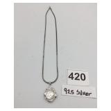 STERLING SILVER PENDANT NECKLACE, MONKEY MOTIF,