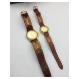 VEVI QUARTZ WATCHES, GOLD-TONE CASES, BROWN