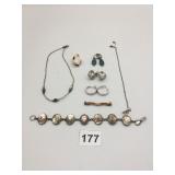 ABALONE LINK BRACELET, TURQUOISE-STYLE EARRINGS,