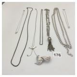 MONET VTG BROOCH, ASSORTED COSTUME NECKLACES,