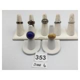 ASSORTED COSTUME RINGS, METAL BANDS, VARIOUS