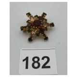 STAR AUSTRIA VTG RHINESTONE BROOCH, GOLD-TONE