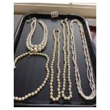 VTG FAUX PEARL NECKLACES, VARIOUS LENGTHS AND