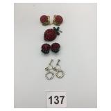 TRIFARI FRUIT BROOCH AND EARRING SET, RED