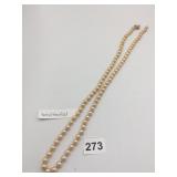 VTG HAND-KNOTTED FAUX PEARL NECKLACE, RHINESTONE