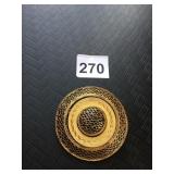 VTG GOLD-TONE FILIGREE BROOCH, CIRCULAR DESIGN W/