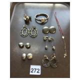 ASSORTED JEWELRY LOT, TIMEX WRISTWATCH, CLIP-ON