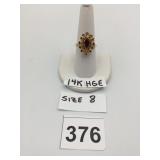 VTG MARQUISE-CUT GARNET RING W/ CLEAR STONE