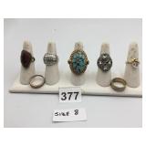 ASSORTED FASHION RINGS (6) W/ TURQUOISE-STYLE