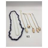 NECKLACES WITH SEASHELL PENDANTS BLUE STONE