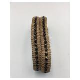 BRACELET DOUBLE BAND MESH CHAIN BLACK STONE